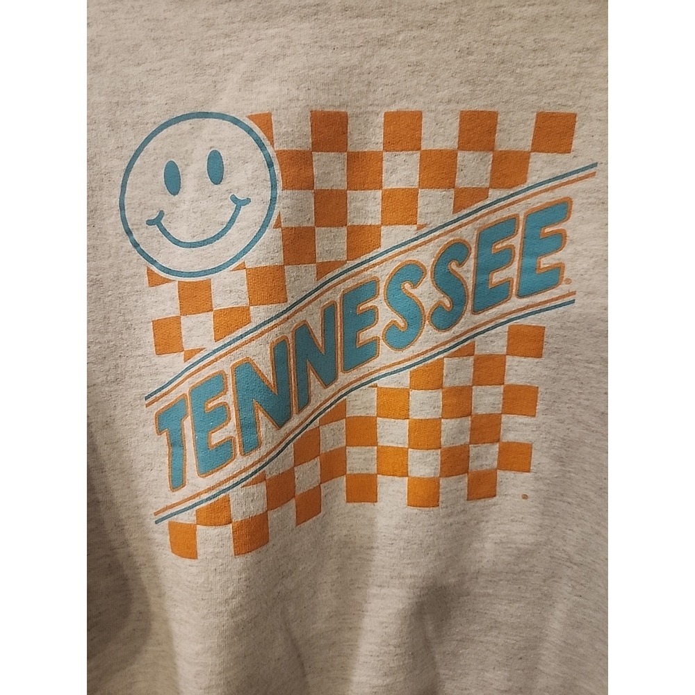 Tennessee Vols Smiley Face Checkered Crewneck Sweatshirt TN Large - Picture 1 of 5